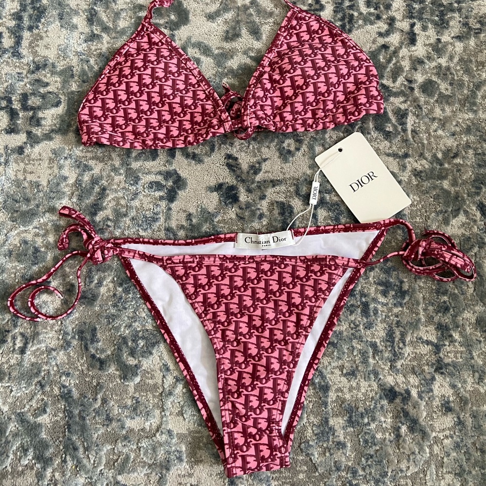 Pink monogram dior bikini small